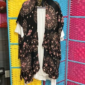 Floral Black Kimono with intricate design